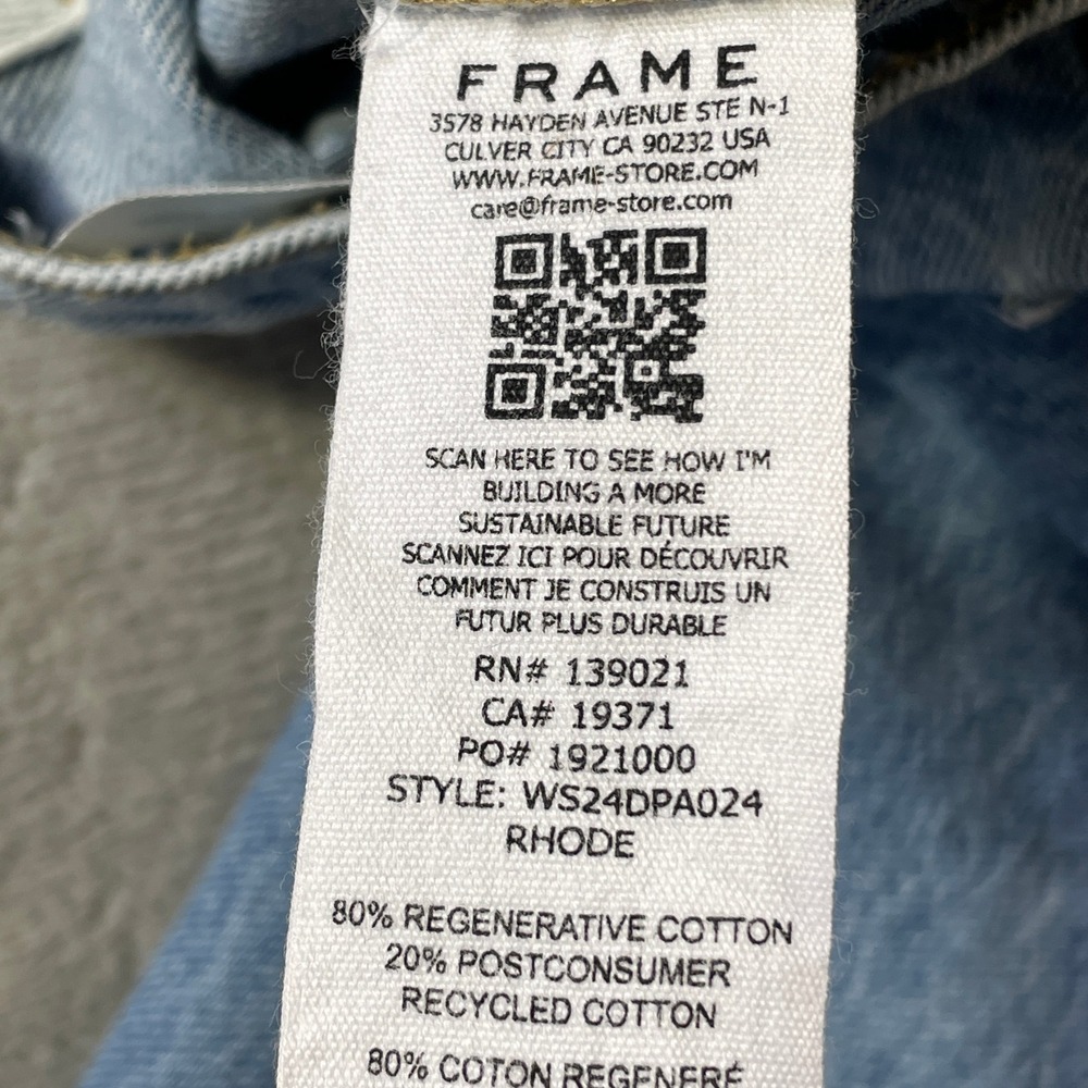 FRAME Jeans The Skater Womens 24 Blue Light Wash High Rise Wide Leg Baggy Boho - Picture 11 of 13